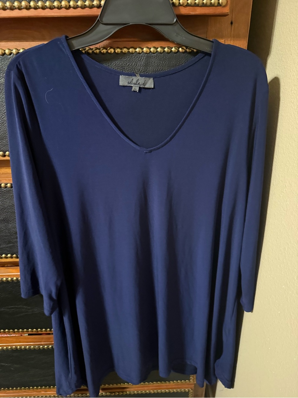 V-neck Long Sleeve Tunic in Deep Navy by Cuddl Duds
